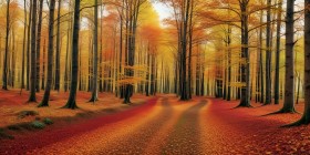 Herbstwald mit goldenem Licht