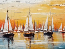 Segelboote im goldenen Abendlicht
