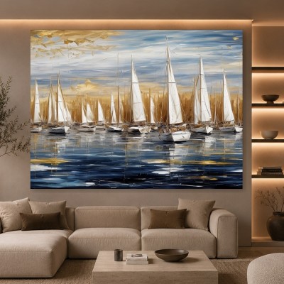 Segelboote im goldenen Hafen