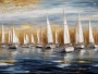 Segelboote im goldenen Hafen