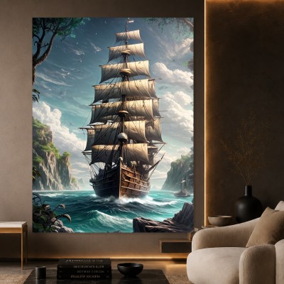 Segelschiff in tropischer Bucht