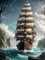 Segelschiff in tropischer Bucht
