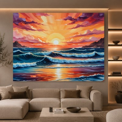 Leuchtender Sonnenuntergang am Meer