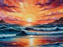 Leuchtender Sonnenuntergang am Meer