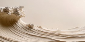 Abstraktes Wandbild Cremefarbene Welle als Gallery Leinwand