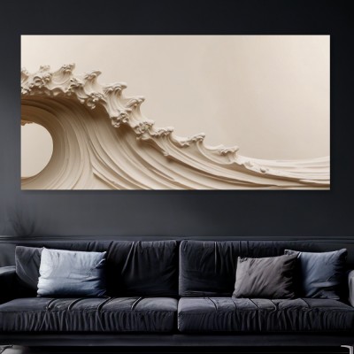 Elegante Wellenform als Acrylbild & Gallery Leinwand in Creme