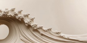 Elegante Wellenform als Acrylbild & Gallery Leinwand in Creme