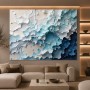 Abstraktes Wandbild als Gallery Leinwand in Weiß, Türkis und Tiefblau