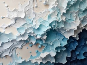 Abstraktes Wandbild als Gallery Leinwand in Weiß, Türkis und Tiefblau