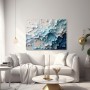 Abstraktes Wandbild als Gallery Leinwand in Weiß, Türkis und Tiefblau