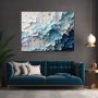 Abstraktes Wandbild als Gallery Leinwand in Weiß, Türkis und Tiefblau