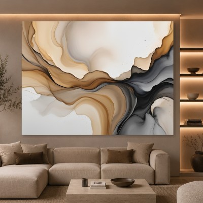 Fließende Eleganz – Abstraktes Wandbild als Gallery Leinwand