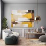 Goldene Geometrie – Abstraktes Wandbild auf Gallery Leinwand