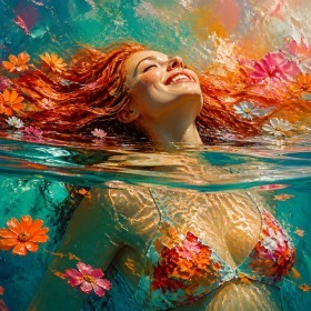 Sonnenbad im Blütenwasser – Wandbild Poster in leuchtenden Farben