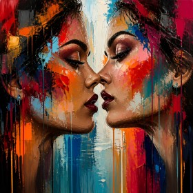 Intensive Begegnung – Modernes Wandbild als Acrylbild