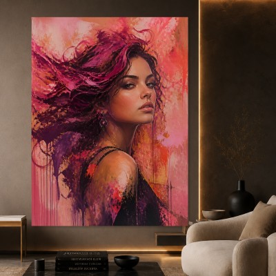 Magenta Muse – Leinwandbild und Poster mit expressivem Porträt