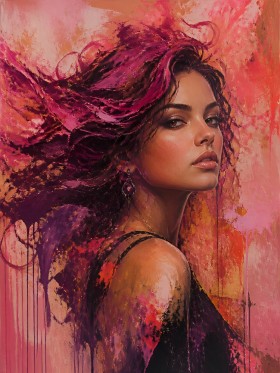 Magenta Muse – Leinwandbild und Poster mit expressivem Porträt