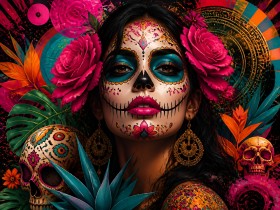 Día de los Muertos Modernes Wandbild & Poster mit Rosen