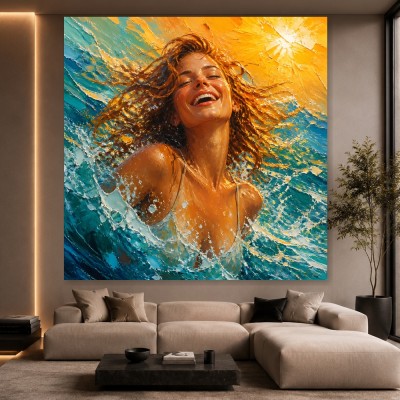 Sonnenlachen im Meer – Wandbild auf Leinwand