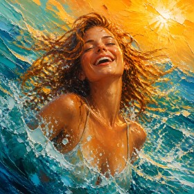 Sonnenlachen im Meer – Wandbild auf Leinwand