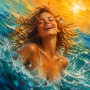 Sonnenlachen im Meer – Wandbild auf Leinwand