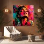 Neon Blossom Porträt – Modernes Wandbild als Gallery Leinwand