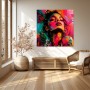 Neon Blossom Porträt – Modernes Wandbild als Gallery Leinwand