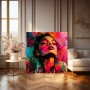 Neon Blossom Porträt – Modernes Wandbild als Gallery Leinwand