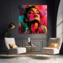 Neon Blossom Porträt – Modernes Wandbild als Gallery Leinwand