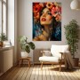 Florales Porträt in Rot und Gold – Leinwandbild & Poster