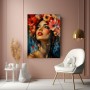 Florales Porträt in Rot und Gold – Leinwandbild & Poster
