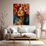 Florales Porträt in Rot und Gold – Leinwandbild & Poster