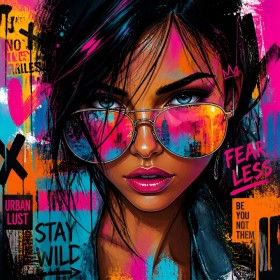 Fearless Urban Muse – Modernes Wandbild als Gallery Leinwand