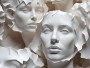 Skulpturale Gesichter – Modernes Wandbild als Gallery Leinwand