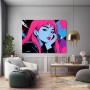 Neon-Porträt in Pink und Blau – Modernes Wandbild Poster