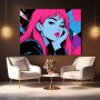 Neon-Porträt in Pink und Blau – Modernes Wandbild Poster