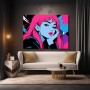 Neon-Porträt in Pink und Blau – Modernes Wandbild Poster
