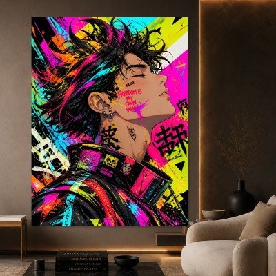 Neon Rebellion – Modernes Wandbild als Gallery Leinwand