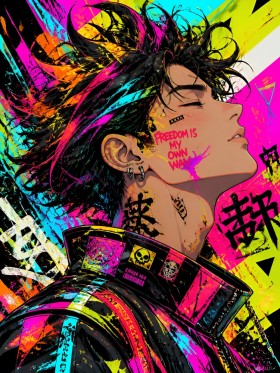 Neon Rebellion – Modernes Wandbild als Gallery Leinwand