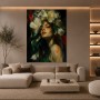 Florales Porträt Wandbild als Acrylbild mit dunkler Eleganz