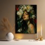 Florales Porträt Wandbild als Acrylbild mit dunkler Eleganz