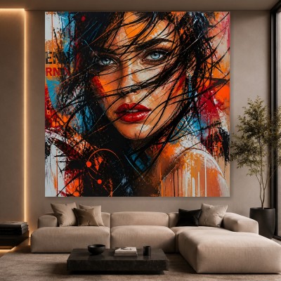 Fesselnder Blick – Modernes Wandbild als Acrylglasbild in Street-Art-Optik