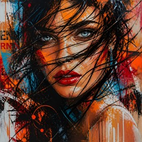 Fesselnder Blick – Modernes Wandbild als Acrylglasbild in Street-Art-Optik