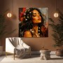 Blütenruhe Wandbild als Acrylbild in warmen Rot- und Goldtönen