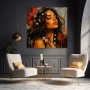 Blütenruhe Wandbild als Acrylbild in warmen Rot- und Goldtönen