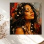 Blütenruhe Wandbild als Acrylbild in warmen Rot- und Goldtönen