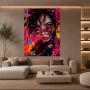 Rebellische Neon-Muse – Wandbild Poster im Cyberpunk-Stil