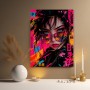Rebellische Neon-Muse – Wandbild Poster im Cyberpunk-Stil