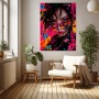 Rebellische Neon-Muse – Wandbild Poster im Cyberpunk-Stil