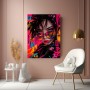 Rebellische Neon-Muse – Wandbild Poster im Cyberpunk-Stil